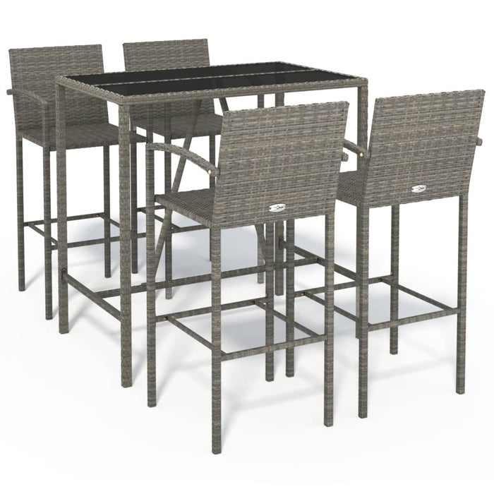 Set mobilier bar de grădină, 5 piese, gri, poliratan - WALTI WALTI