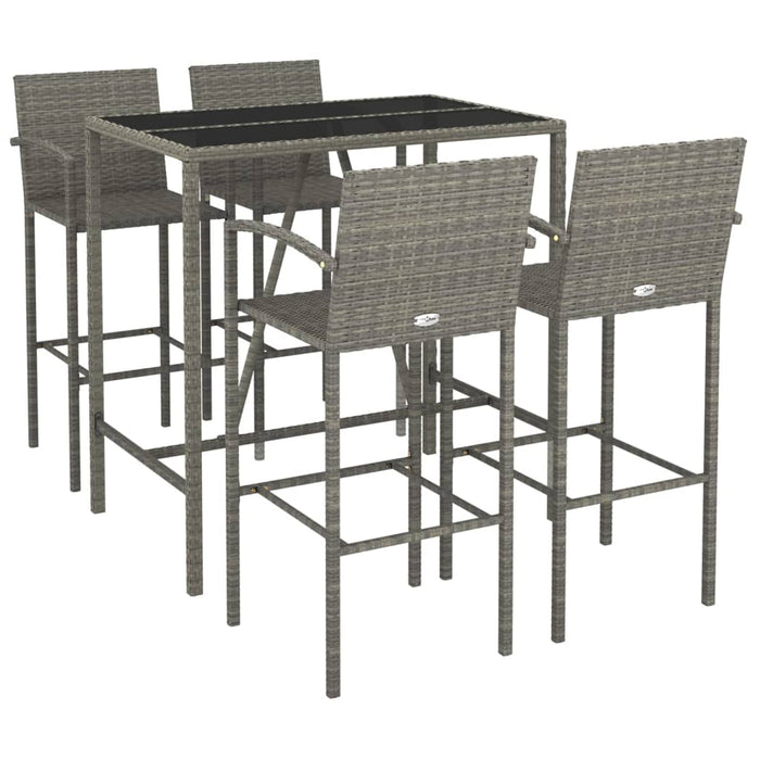 Set mobilier bar de grădină, 5 piese, gri, poliratan - WALTI WALTI