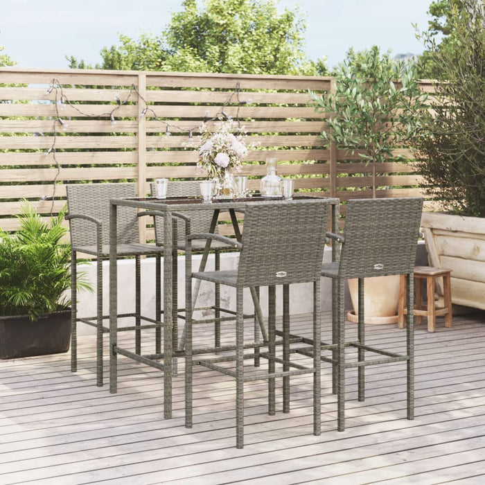Set mobilier bar de grădină, 5 piese, gri, poliratan - WALTI WALTI