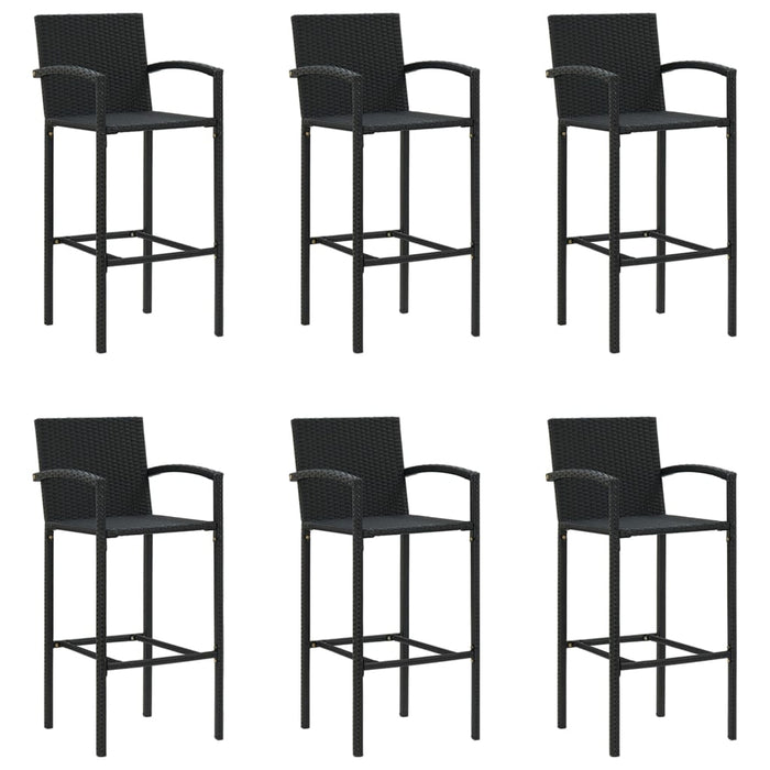 Set mobilier bar de grădină, 7 piese, negru, poliratan WALTI