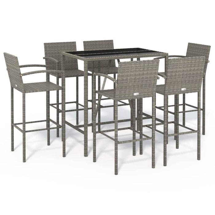 Set mobilier bar de grădină, 7 piese, gri, poliratan WALTI