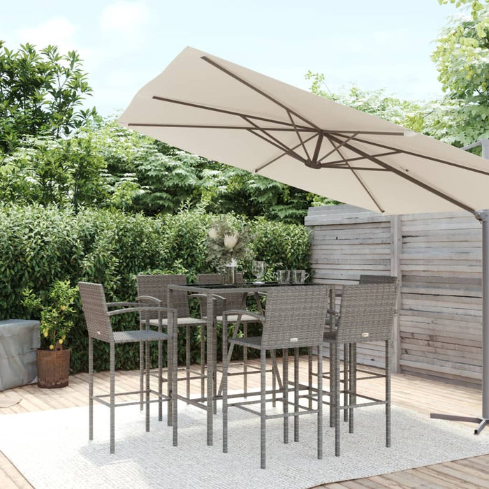 Set mobilier bar de grădină, 7 piese, gri, poliratan WALTI