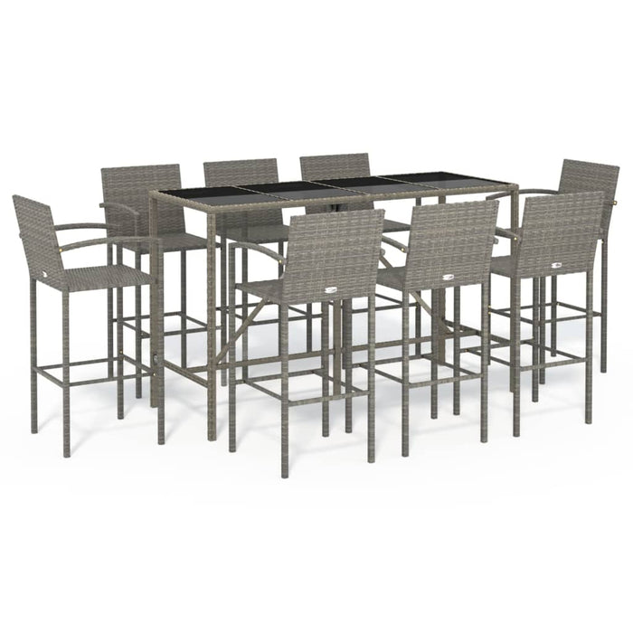 Set mobilier bar de grădină, 9 piese, gri, poliratan - WALTI WALTI