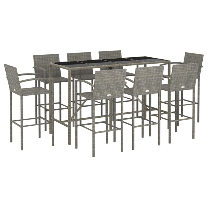 Set mobilier bar de grădină, 9 piese, gri, poliratan - WALTI WALTI