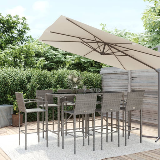 Set mobilier bar de grădină, 9 piese, gri, poliratan - WALTI WALTI