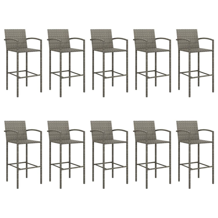 Set mobilier bar de grădină, 11 piese, gri, poliratan WALTI