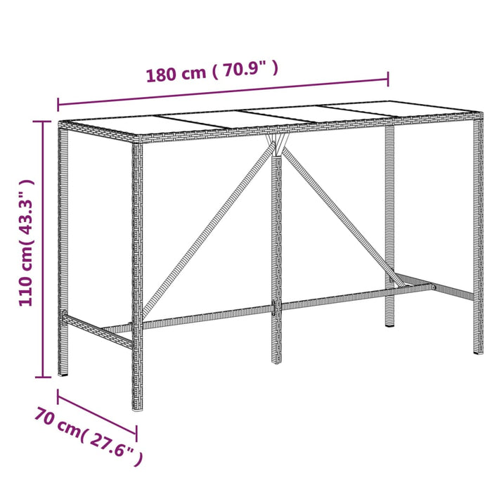Set mobilier bar de grădină, 11 piese, gri, poliratan WALTI