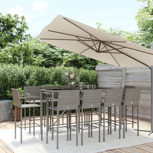 Set mobilier bar de grădină, 11 piese, gri, poliratan - WALTI WALTI