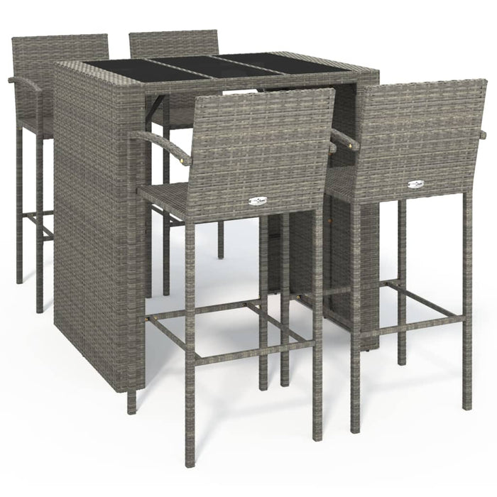 Set mobilier bar de grădină, 5 piese, gri, poliratan - WALTI WALTI