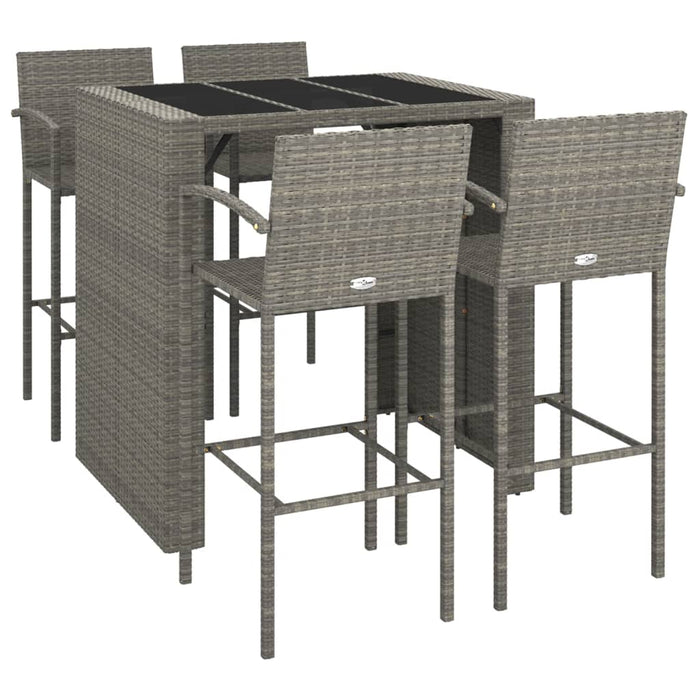 Set mobilier bar de grădină, 5 piese, gri, poliratan - WALTI WALTI