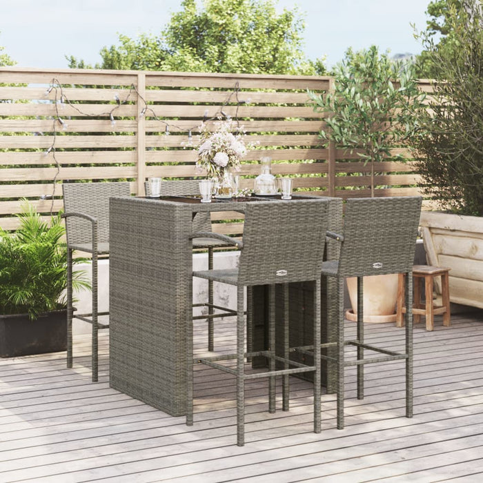 Set mobilier bar de grădină, 5 piese, gri, poliratan - WALTI WALTI