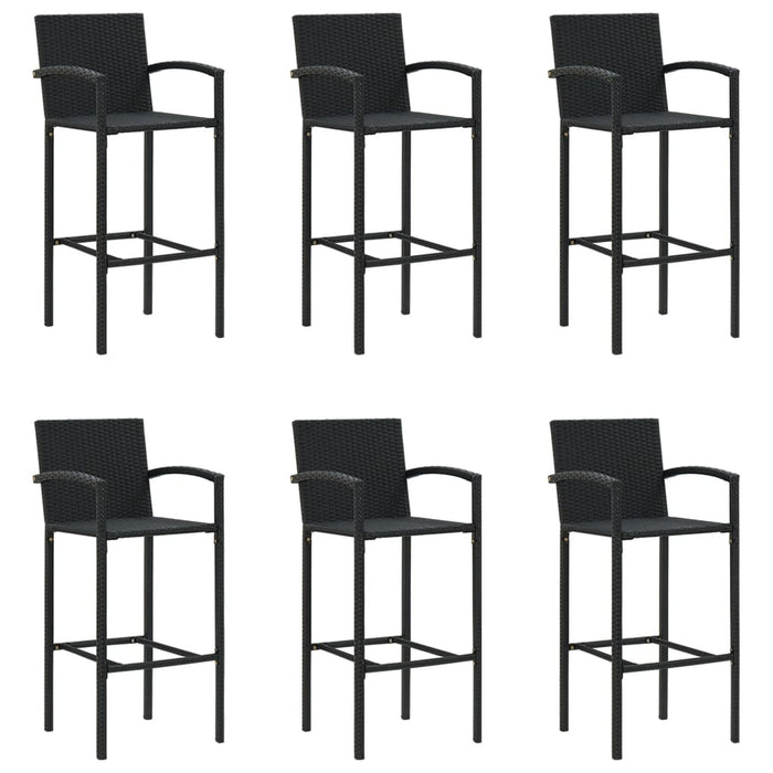 Set mobilier bar de grădină, 7 piese, negru, poliratan WALTI