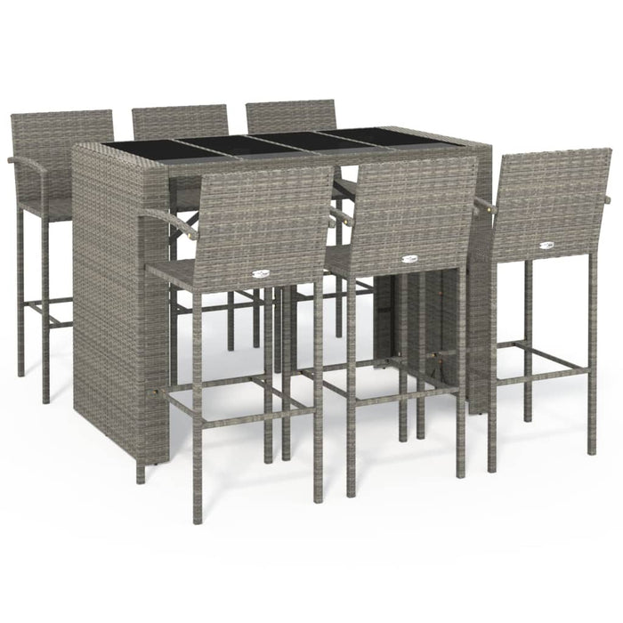 Set mobilier bar de grădină, 7 piese, gri, poliratan WALTI