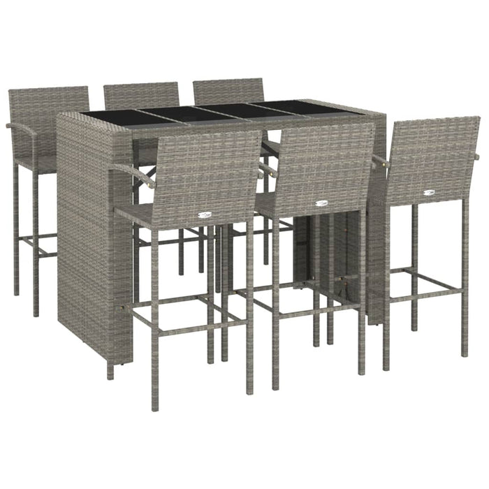 Set mobilier bar de grădină, 7 piese, gri, poliratan WALTI