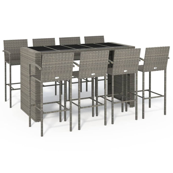 Set mobilier bar de grădină, 9 piese, gri, poliratan - WALTI WALTI