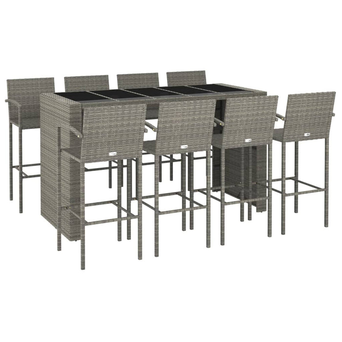 Set mobilier bar de grădină, 9 piese, gri, poliratan - WALTI WALTI