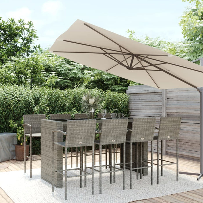 Set mobilier bar de grădină, 9 piese, gri, poliratan - WALTI WALTI