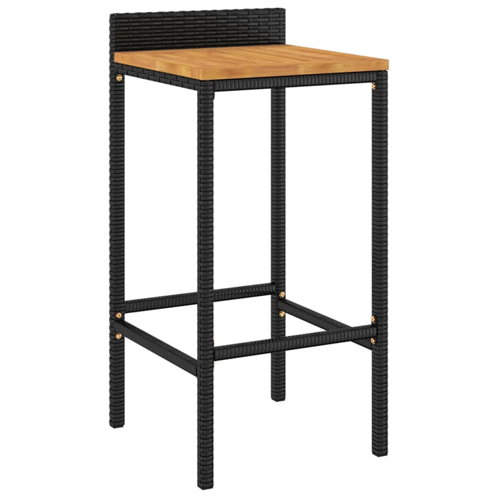 Set bar pentru grădină, 7 piese, negru, poliratan/lemn acacia - WALTI WALTI