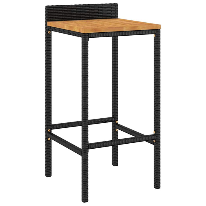 Set bar pentru grădină, 7 piese, negru, poliratan/lemn acacia - WALTI WALTI