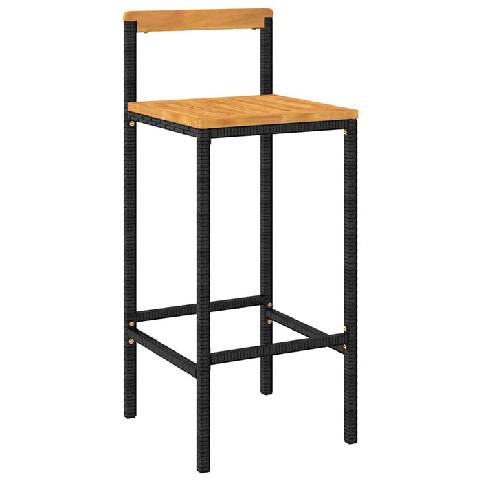 Set bar pentru grădină, 9 piese, negru, poliratan/lemn acacia WALTI