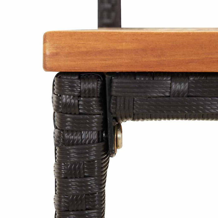 Set bar pentru grădină, 9 piese, negru, poliratan/lemn acacia WALTI