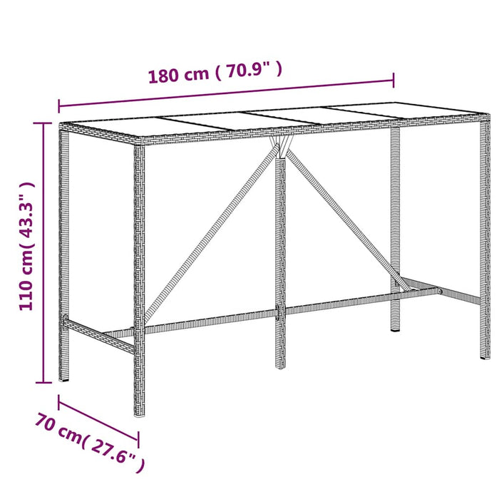 Set bar pentru grădină, 9 piese, negru, poliratan/lemn acacia WALTI