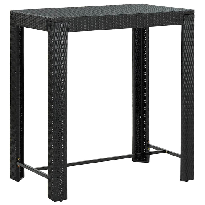 Set bar pentru grădină, 5 piese, negru, poliratan/lemn acacia WALTI