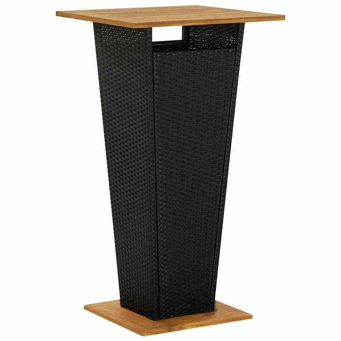 Set bar pentru grădină, 3 piese, negru, poliratan/lemn acacia - WALTI WALTI