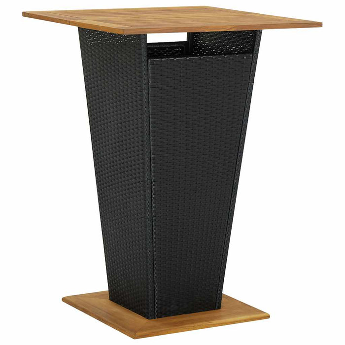 Set bar pentru grădină, 5 piese, negru, poliratan/lemn acacia WALTI