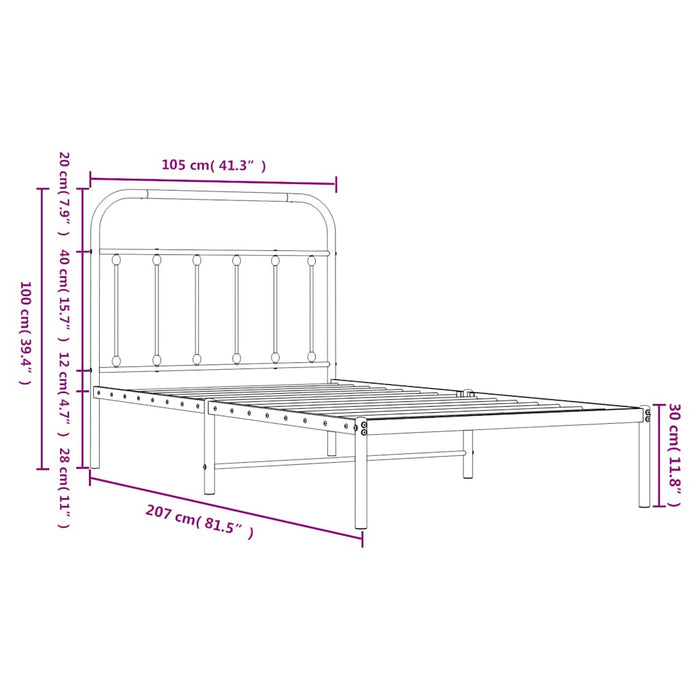 Cadru de pat din metal cu tăblie, negru, 100x200 cm - WALTI WALTI
