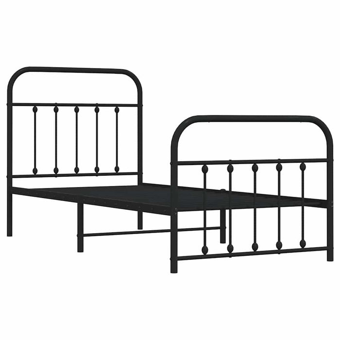 Cadru pat metalic cu tăblii de cap/picioare, negru, 90x190 cm - WALTI WALTI