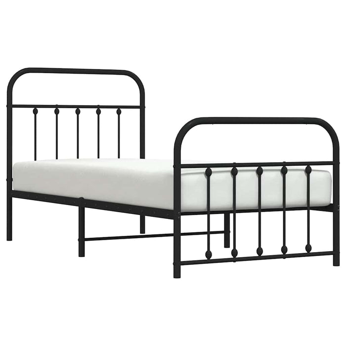 Cadru pat metalic cu tăblii de cap/picioare, negru, 90x190 cm - WALTI WALTI