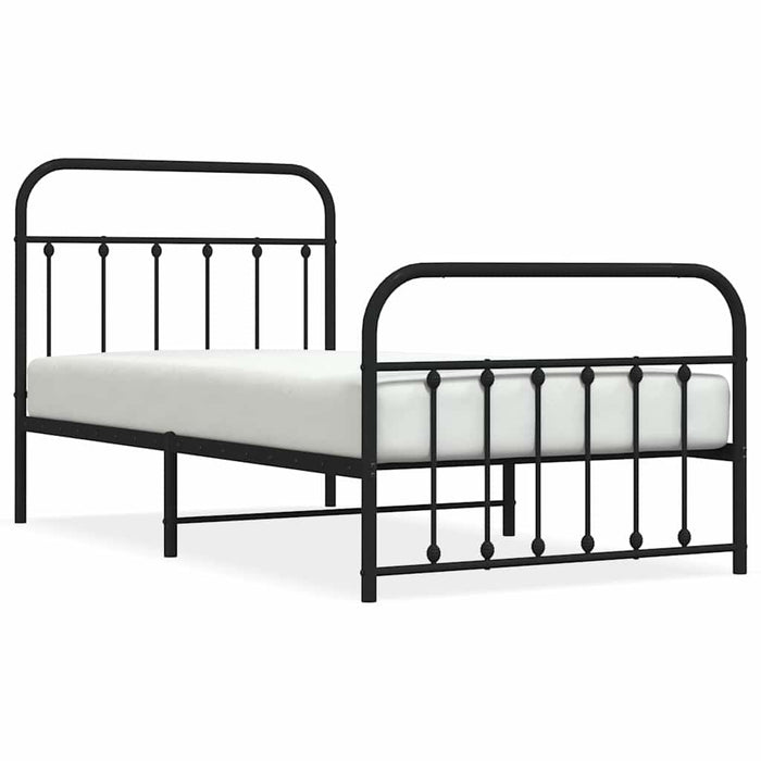Cadru pat metalic cu tăblii de cap/picioare, negru, 100x190 cm - WALTI WALTI