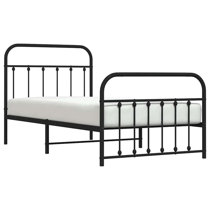 Cadru pat metalic cu tăblii de cap/picioare, negru, 100x190 cm - WALTI WALTI