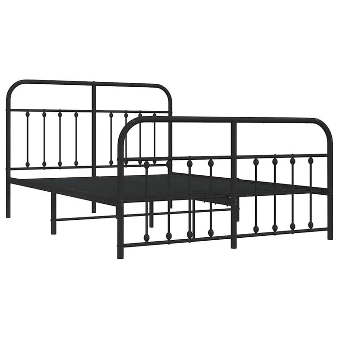 Cadru pat metalic cu tăblie de cap/picioare, negru, 135x190 cm - WALTI WALTI