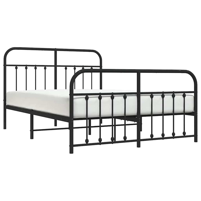 Cadru pat metalic cu tăblie de cap/picioare, negru, 135x190 cm - WALTI WALTI