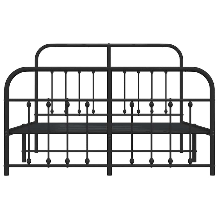 Cadru pat metalic cu tăblie de cap/picioare, negru, 135x190 cm - WALTI WALTI