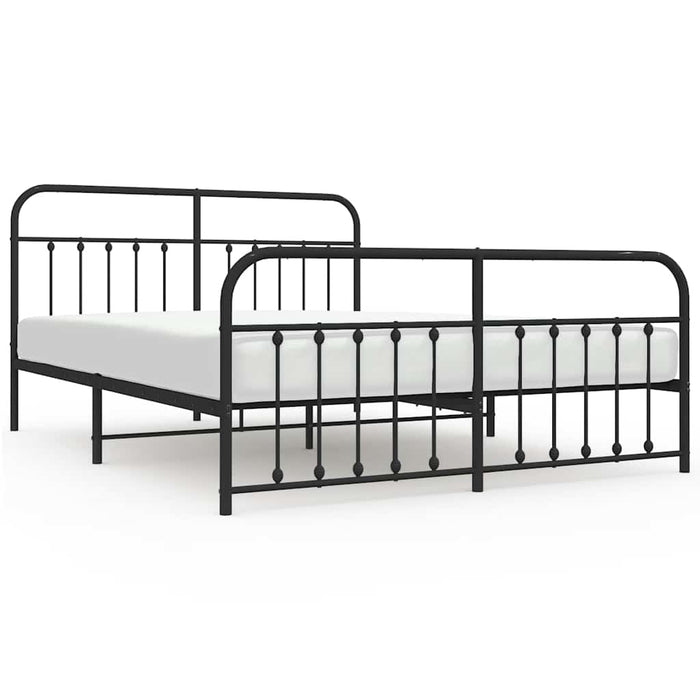 Cadru pat metalic cu tăblii de cap/picioare, negru, 183x213 cm - WALTI WALTI