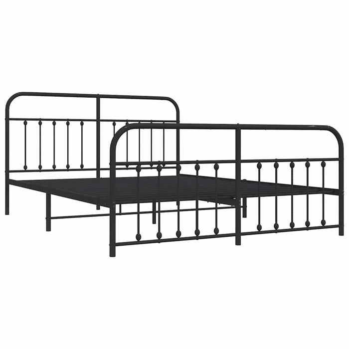 Cadru pat metalic cu tăblii de cap/picioare, negru, 183x213 cm - WALTI WALTI