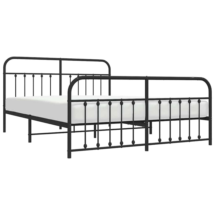 Cadru pat metalic cu tăblii de cap/picioare, negru, 183x213 cm - WALTI WALTI
