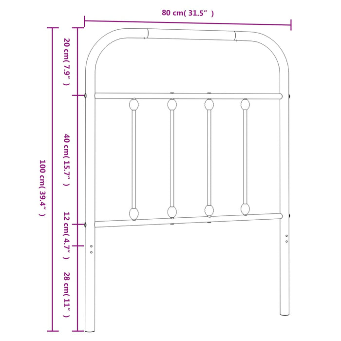 Tăblie de pat metalică, negru, 75 cm - WALTI WALTI