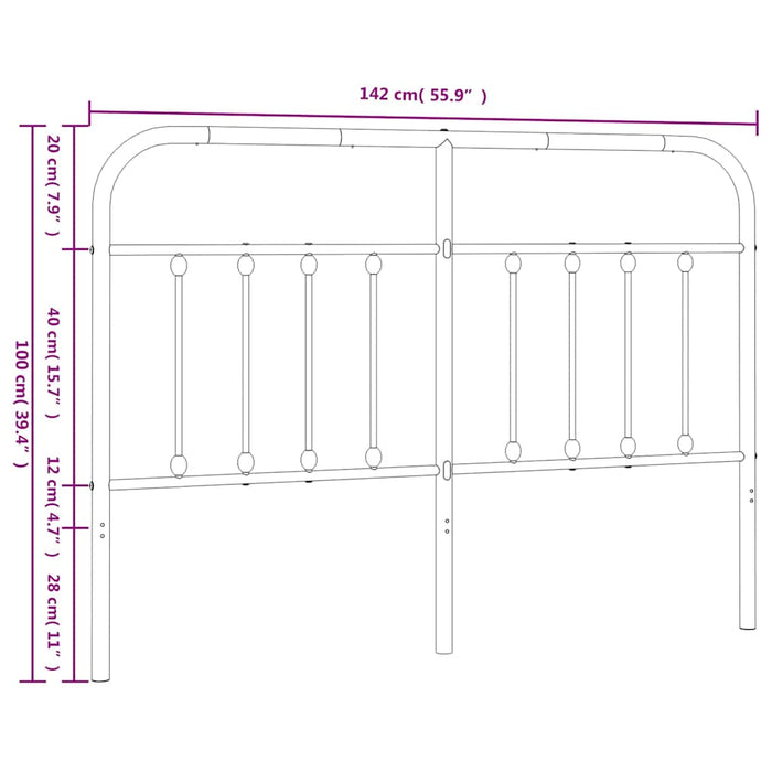 Tăblie de pat de schimb metalică, negru, 135 cm WALTI