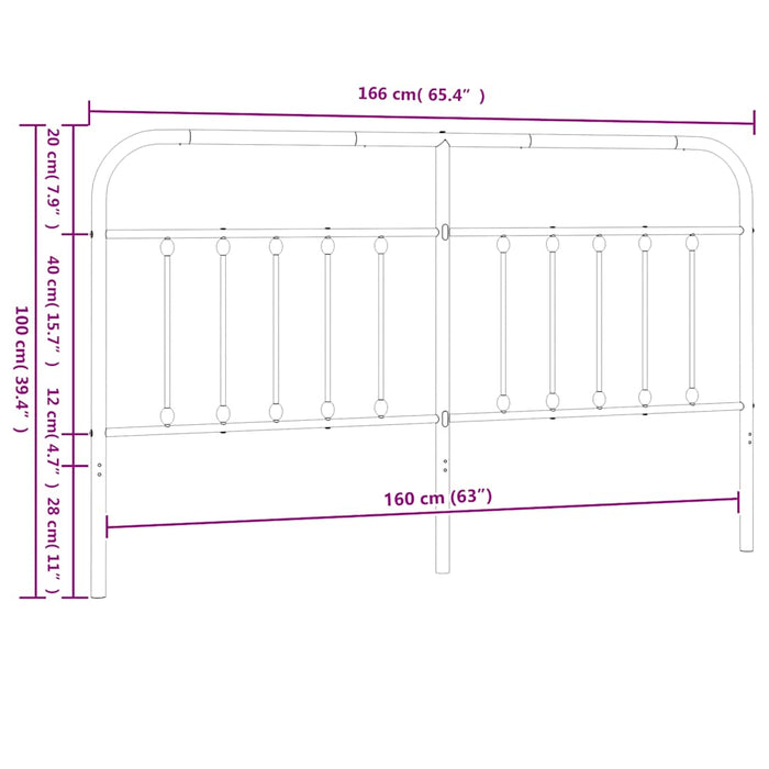 Tăblie de pat de schimb metalică, negru, 160 cm WALTI