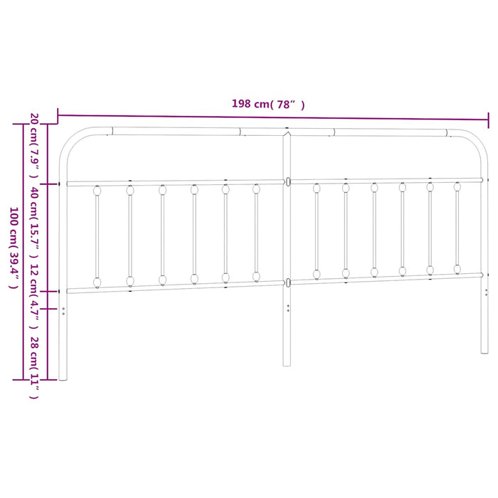 Tăblie de pat de schimb metalică, negru, 193 cm WALTI