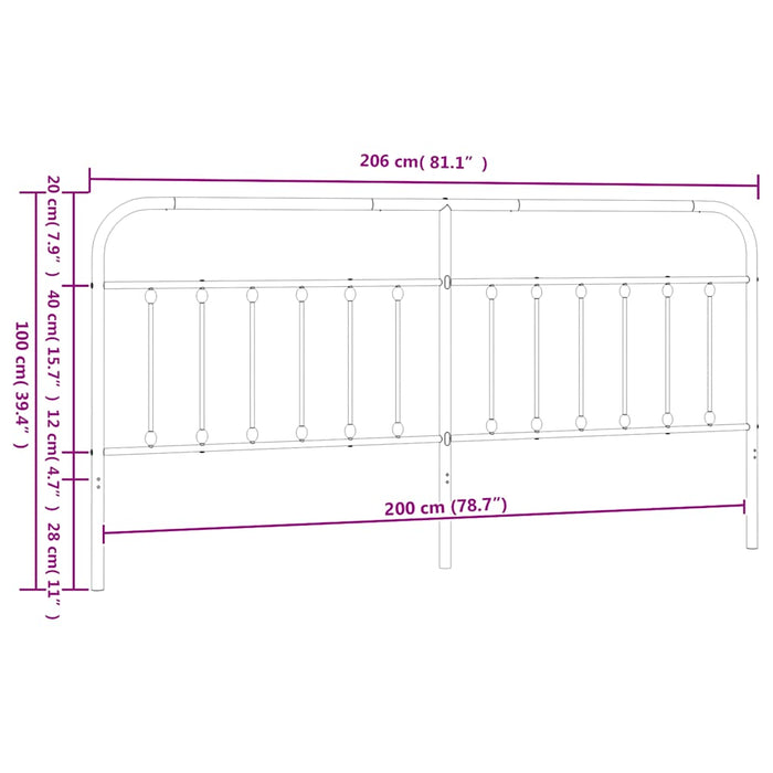 Tăblie de pat de schimb metalică, negru, 200 cm WALTI