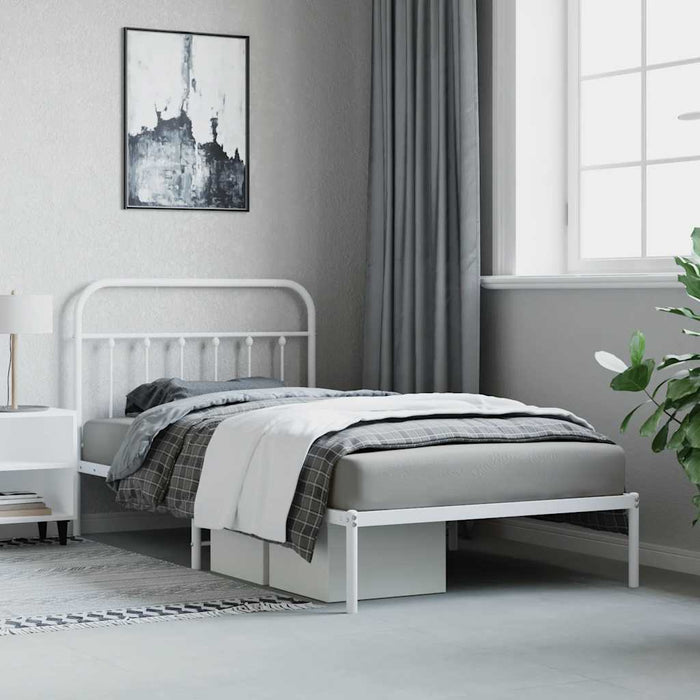 Cadru de pat din metal cu tăblie, alb, 107x203 cm - WALTI WALTI