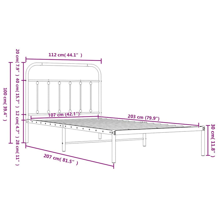 Cadru de pat din metal cu tăblie, alb, 107x203 cm - WALTI WALTI