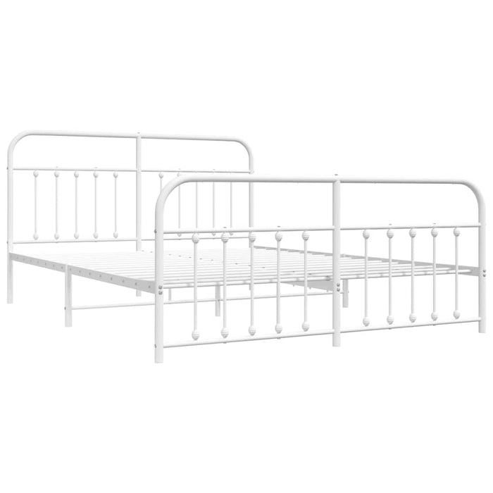 Cadru de pat metalic cu tăblie de cap/picioare, alb, 183x213 cm - WALTI WALTI