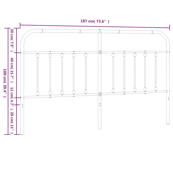 Tăblie de pat de schimb metalică, alb, 180 cm WALTI