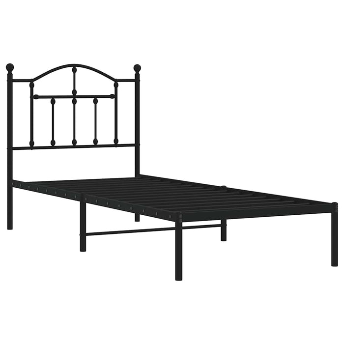 Cadru pat metalic cu tăblie, negru, 90x200 cm - WALTI WALTI